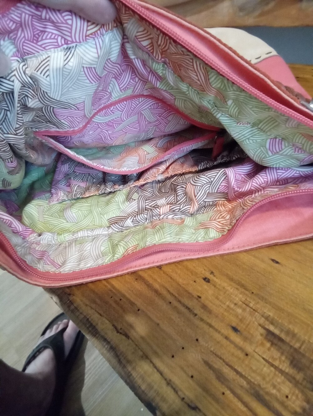 The Sak Vintage Colorblock Hobo Bag Pink, Beige, Silver Brown Braided Strap - Picture 9 of 13